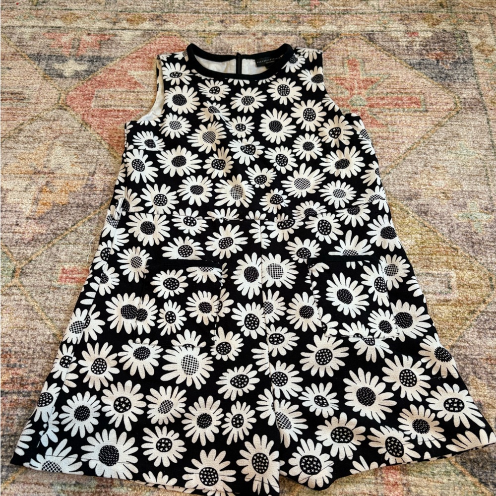 Floral Black and White Kids Romper